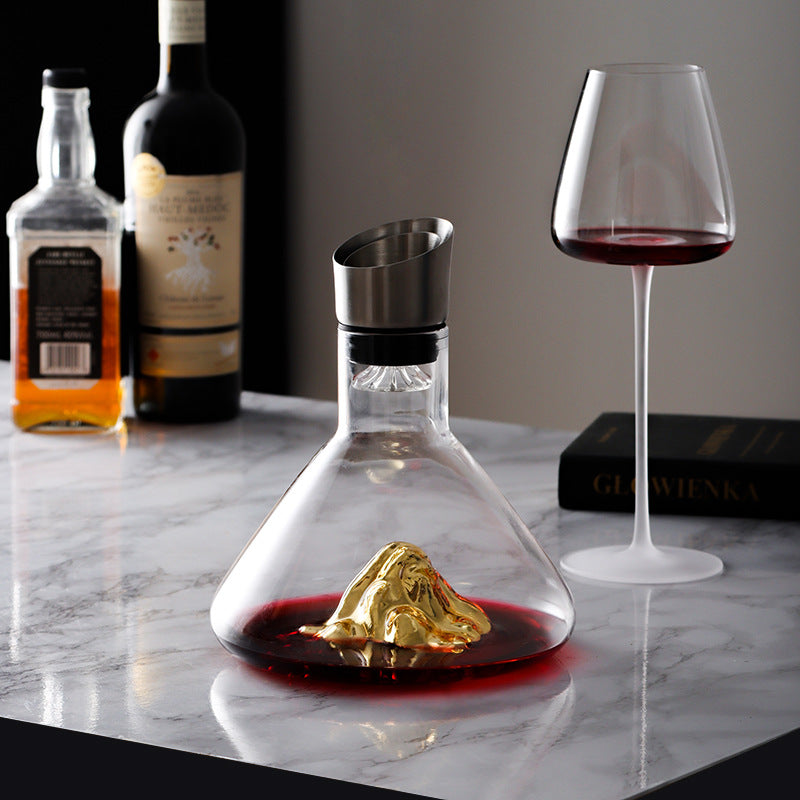 1.5L Gold Iceberg Whisky Wine Decanter Handmade Lead-free Crystal Wine Pourer Carafe Thickened Wine Dispenser Bar Accessories