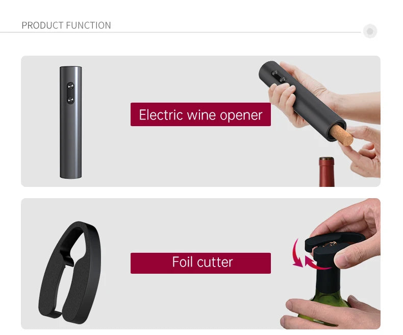 Electric Wine Bottle Opener Set Automatic Corkscrew Kit With Aerator,Foil Cutter Battery Operated Corkscrew for Wine Lovers Gift