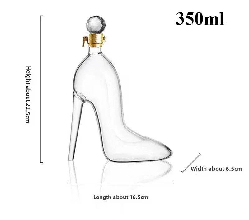 Clear 350ml high high shaped wine or whiskey decanter with dimensions