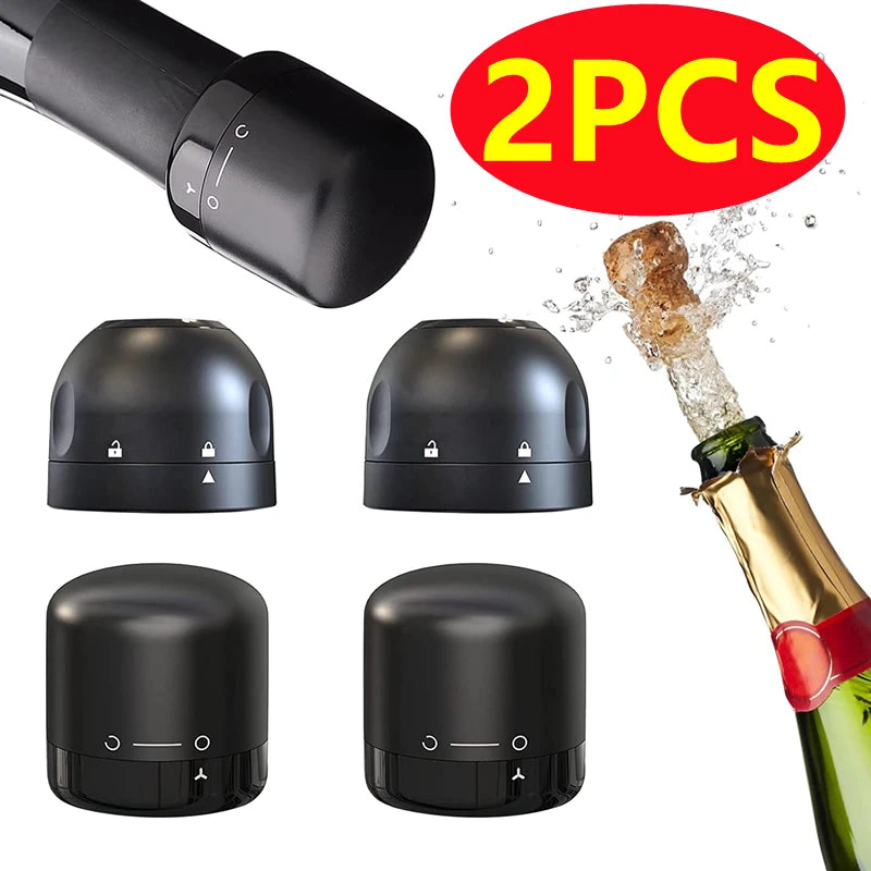 New 2PCS Vacuum Red Wine Bottle Cap Stopper, Silicone Sealed Champagne Bottle Stopper, Vacuum Retain Freshness Wine Plug, Bar Tools
