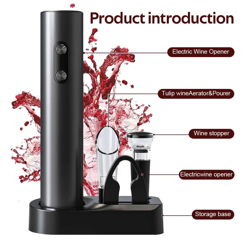 Electric Wine Bottle Opener Set Automatic Corkscrew Kit With Aerator,Foil Cutter Battery Operated Corkscrew for Wine Lovers Gift