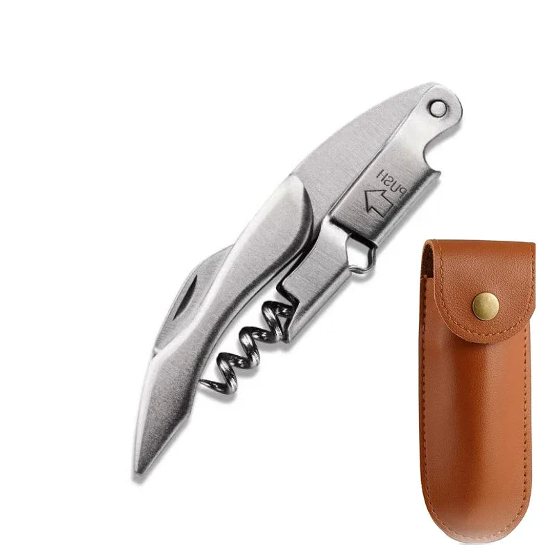 Wood Handle Corkscrew Professional Wine Opener Gift Set Portable Screw Corkscrew Beer Cap Bottle Opener Kitchen Bar Tool