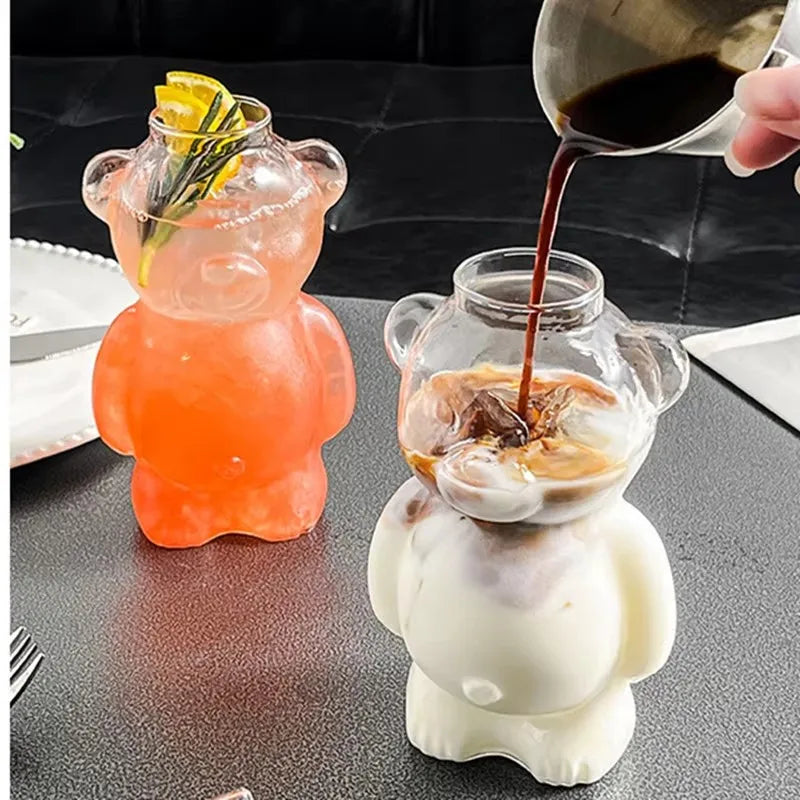 Creative Bear Cocktail Glass Wine Glass Champagne Glasses Drinking Cups for Bar Pub Restaurant Coffee latte Mug