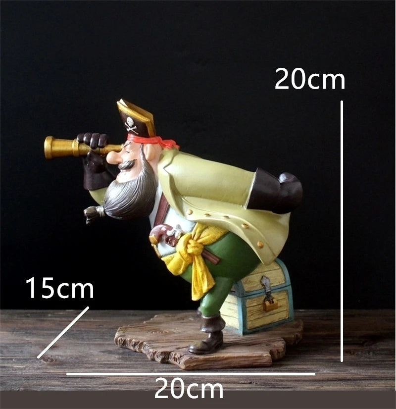 Caribbean Pirate Wine Bottle Holder Handmade Resin Captain Statue Wine Rack Home Barware Craft Ornament Cafe Decor Pub Supplies