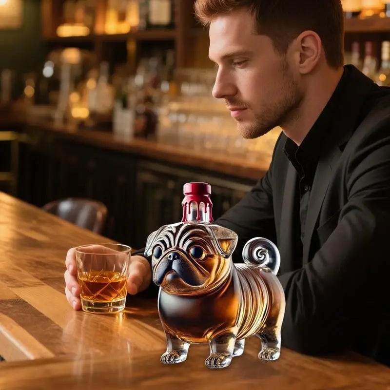 Creative Pug Red Wine Decanter Crystal Bottle Vodka Wine Bottle Wine Glass Dispenser Glass Bottle Thickened Whiskey Decanter