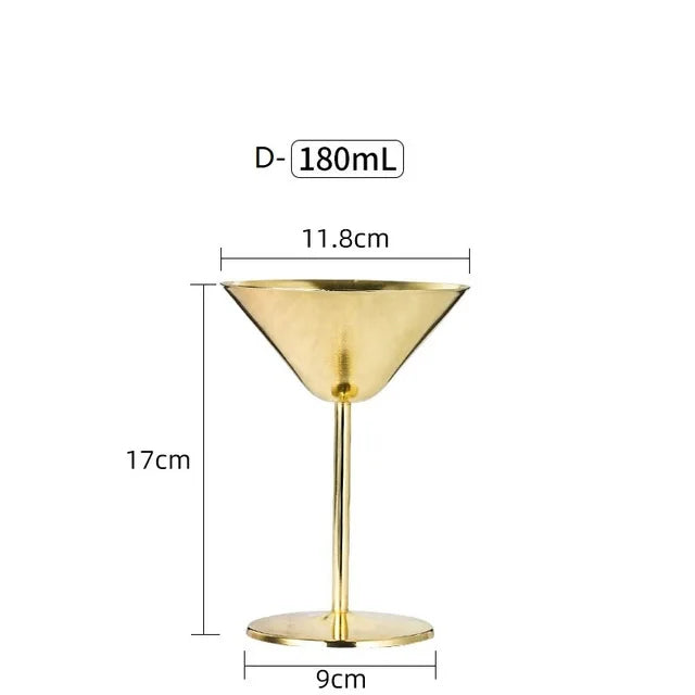304 Stainless Steel Cocktail Glass, Red Wine Cup, Flute Champagne Cup, Metal Cup, Bar Martini Cup