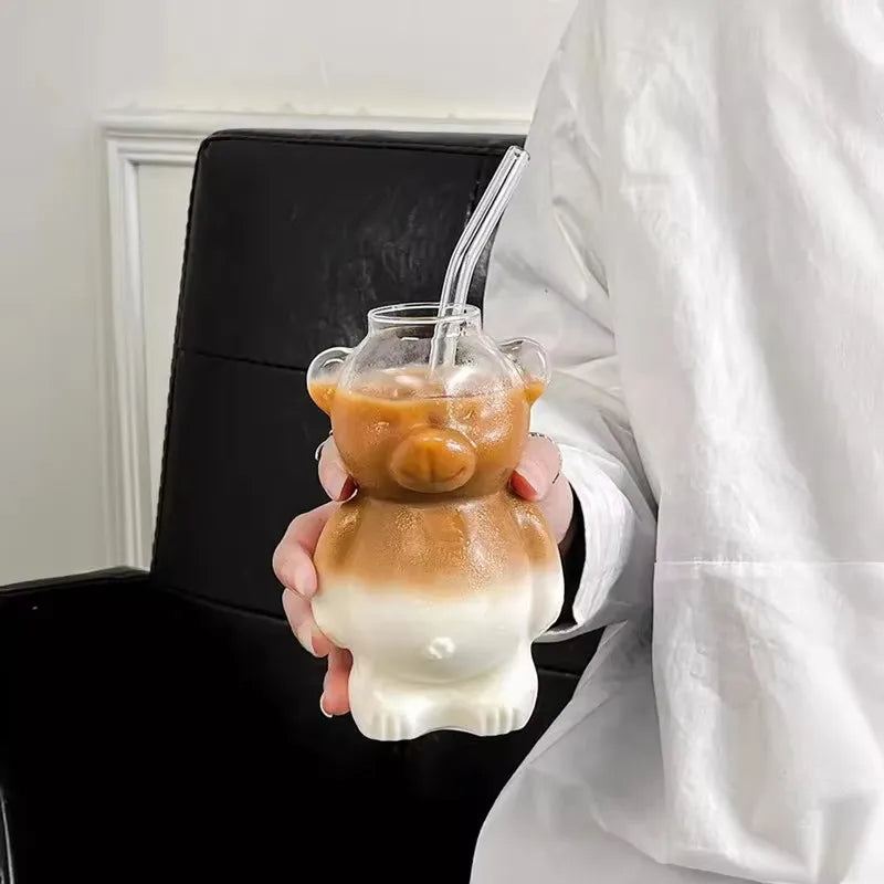 Creative Bear Cocktail Glass Wine Glass Champagne Glasses Drinking Cups for Bar Pub Restaurant Coffee latte Mug