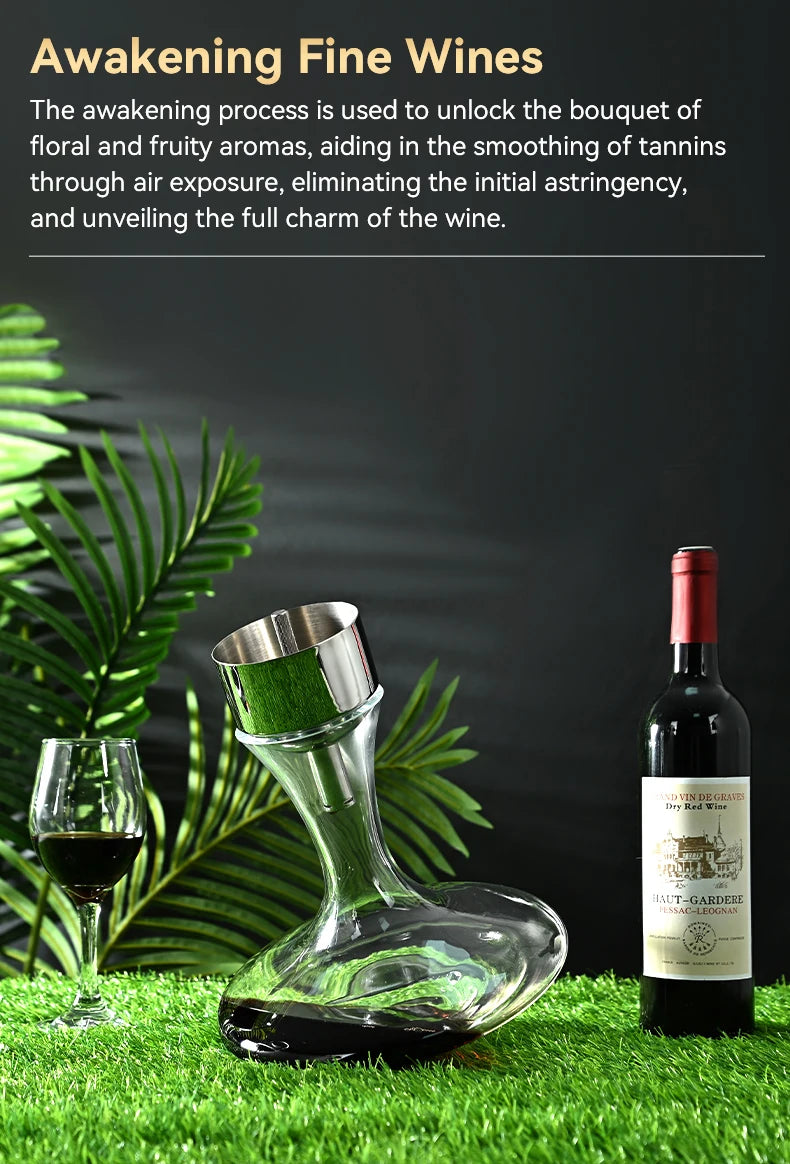 Stainless steel magic decanter, double old wine filter, dispenser aerator funnel with Sediment Strainer