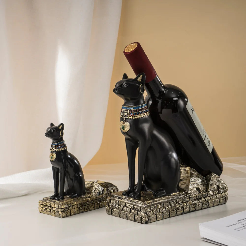 Egypt Anubis Wine Rack, Bastet God Cat Wine Bottle Rack, Resin Arts And Crafts, Bar Ornament Decoration