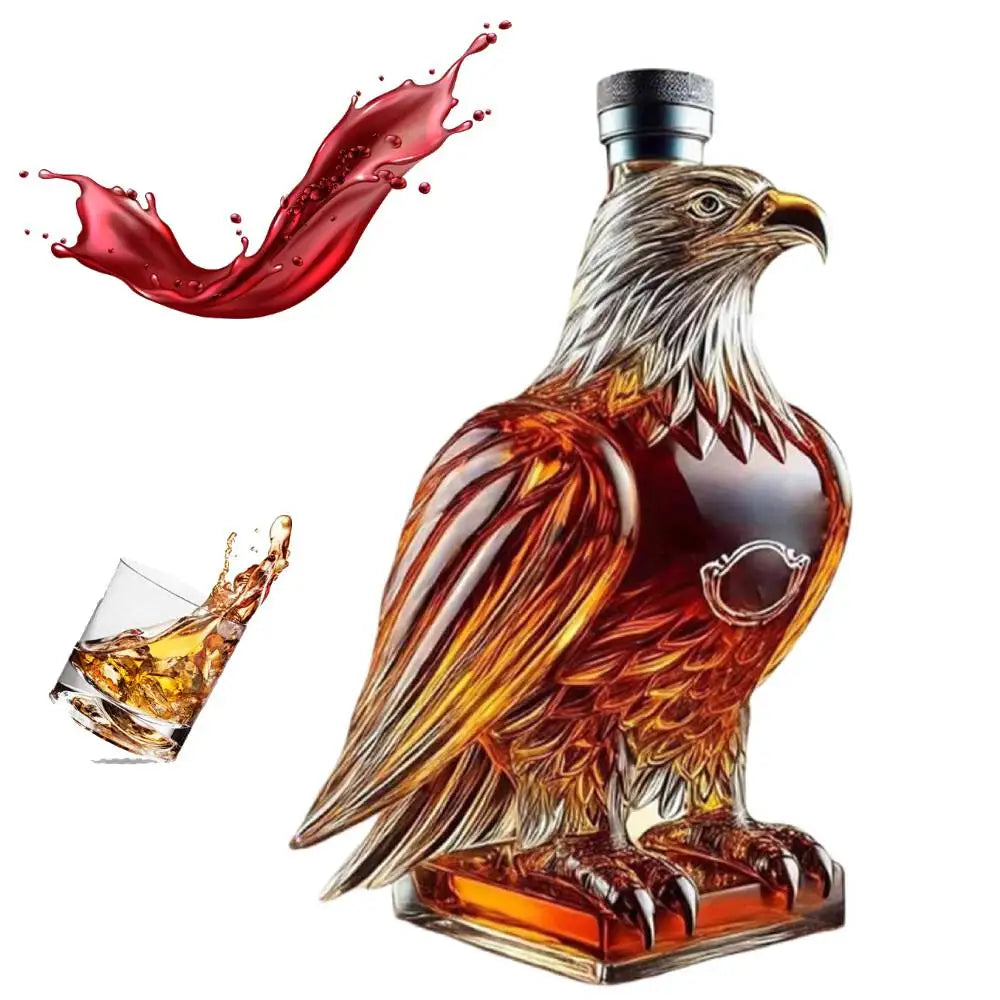 Whiskey Eagle Glass Decanter Funny Whiskey Bottle for Men Dad Husband Perfect Whiskey Decanter Set for Home Bar Decoration