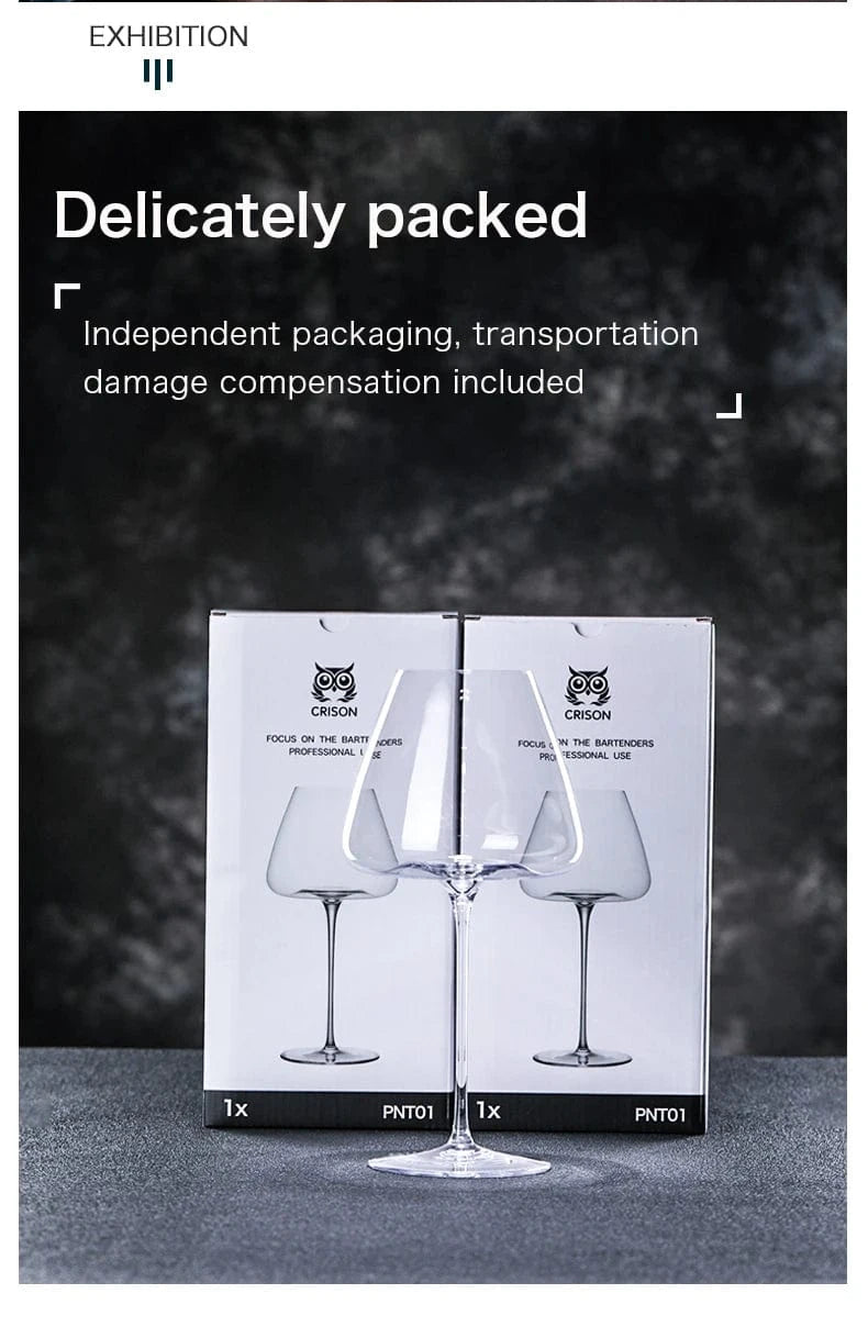 CRISON Handmade Crystal Red Wine Glass for Riesling Burgundy - Premium Quality Home Wine Glass