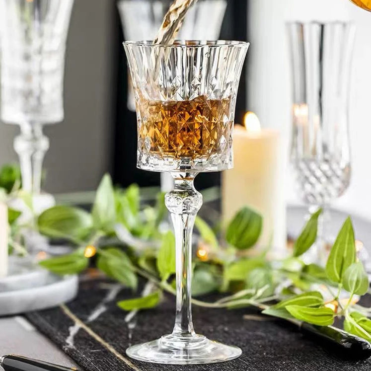 European crystal glass bar banquet home kitchen grape port wine French goblet whisky sparkling champagne bar pub bourbon