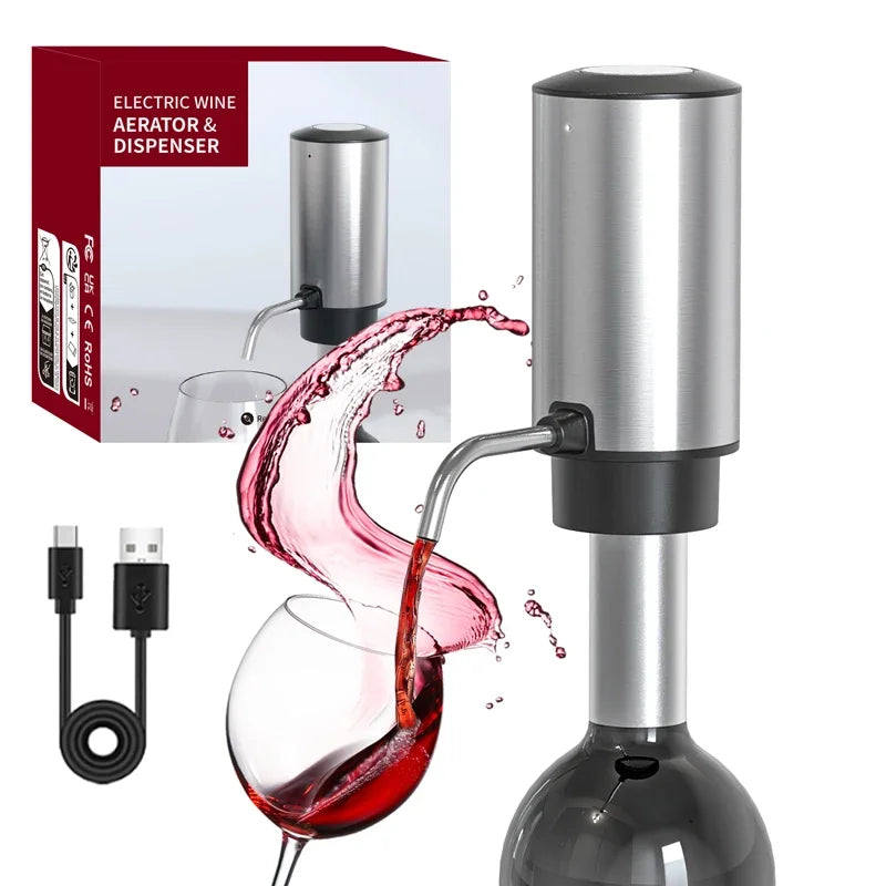 4 in1Electric Wine Opener Set With Electric Decanter and Aerator, Stainless Steel Rechargeable Wine Bottle Opener for Wine Lovers