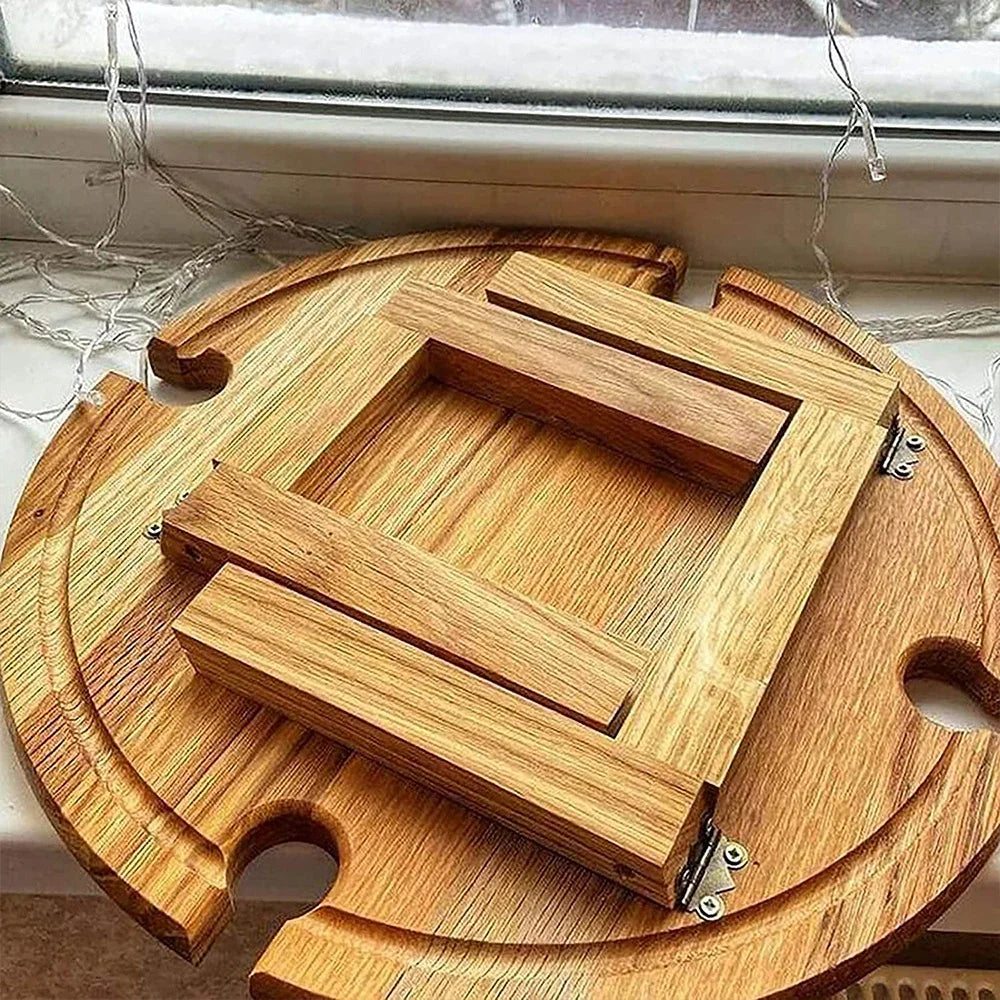 Portable Wooden Tables Outdoor Picnic Wine Table with Handle Small Folding Beach Table Retractable Legs Snack Cheese Tray