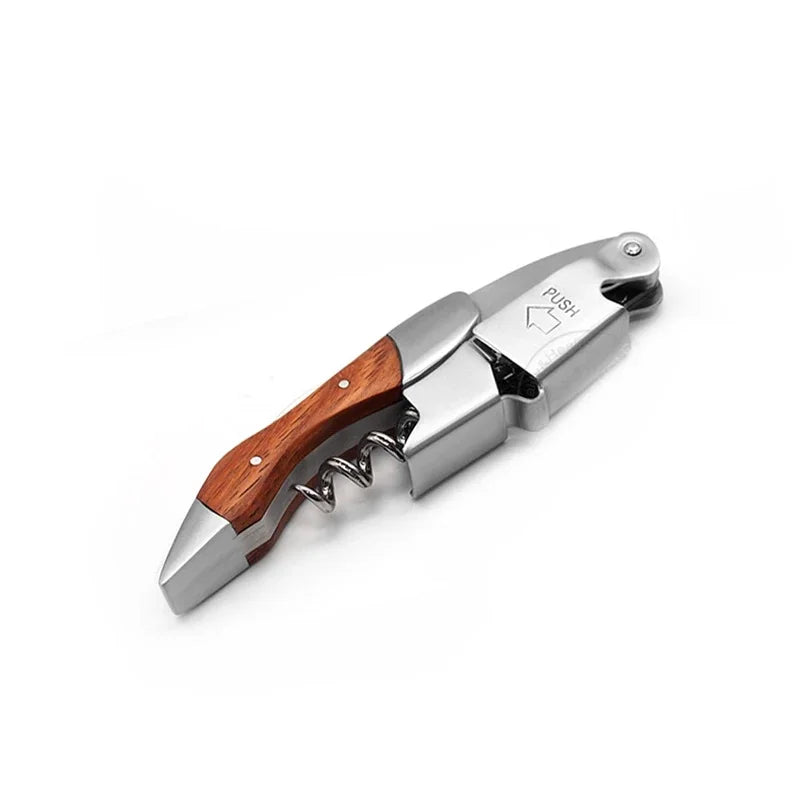 Wood Handle Corkscrew Professional Wine Opener Gift Set Portable Screw Corkscrew Beer Cap Bottle Opener Kitchen Bar Tool
