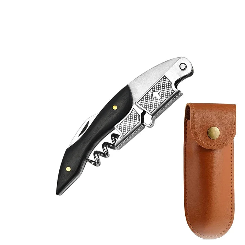 Wood Handle Corkscrew Professional Wine Opener Gift Set Portable Screw Corkscrew Beer Cap Bottle Opener Kitchen Bar Tool