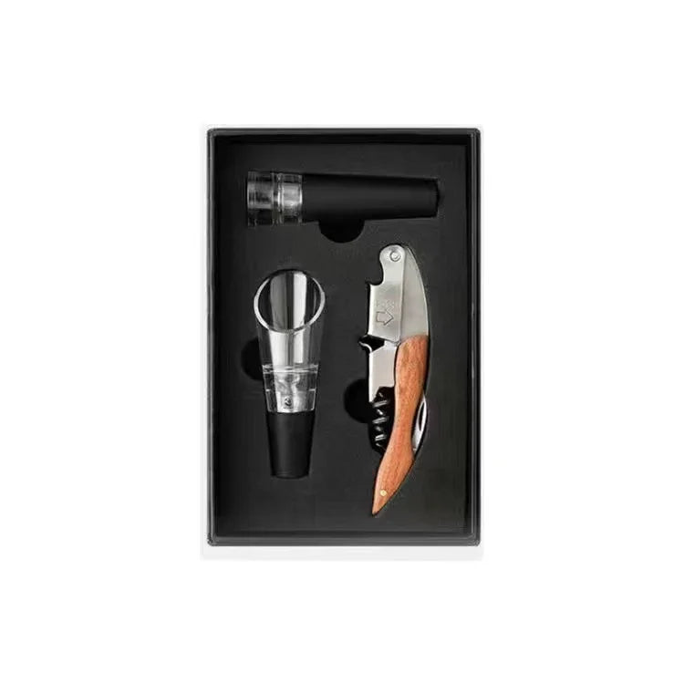 Wood Handle Corkscrew Professional Wine Opener Gift Set Portable Screw Corkscrew Beer Cap Bottle Opener Kitchen Bar Tool
