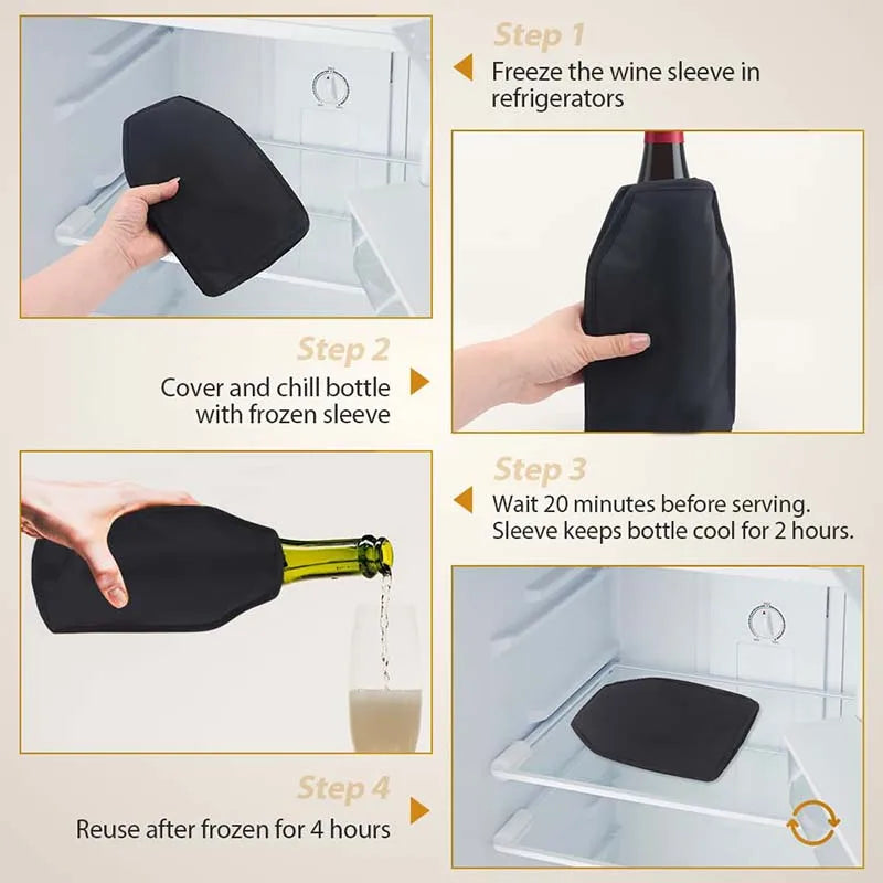750ml Reusable Solid Gel Wine Cooler Sleeve for Bottle, High Quality, Insulated Wine Bottle Cooler, Cover Chilling Sleeve for Party