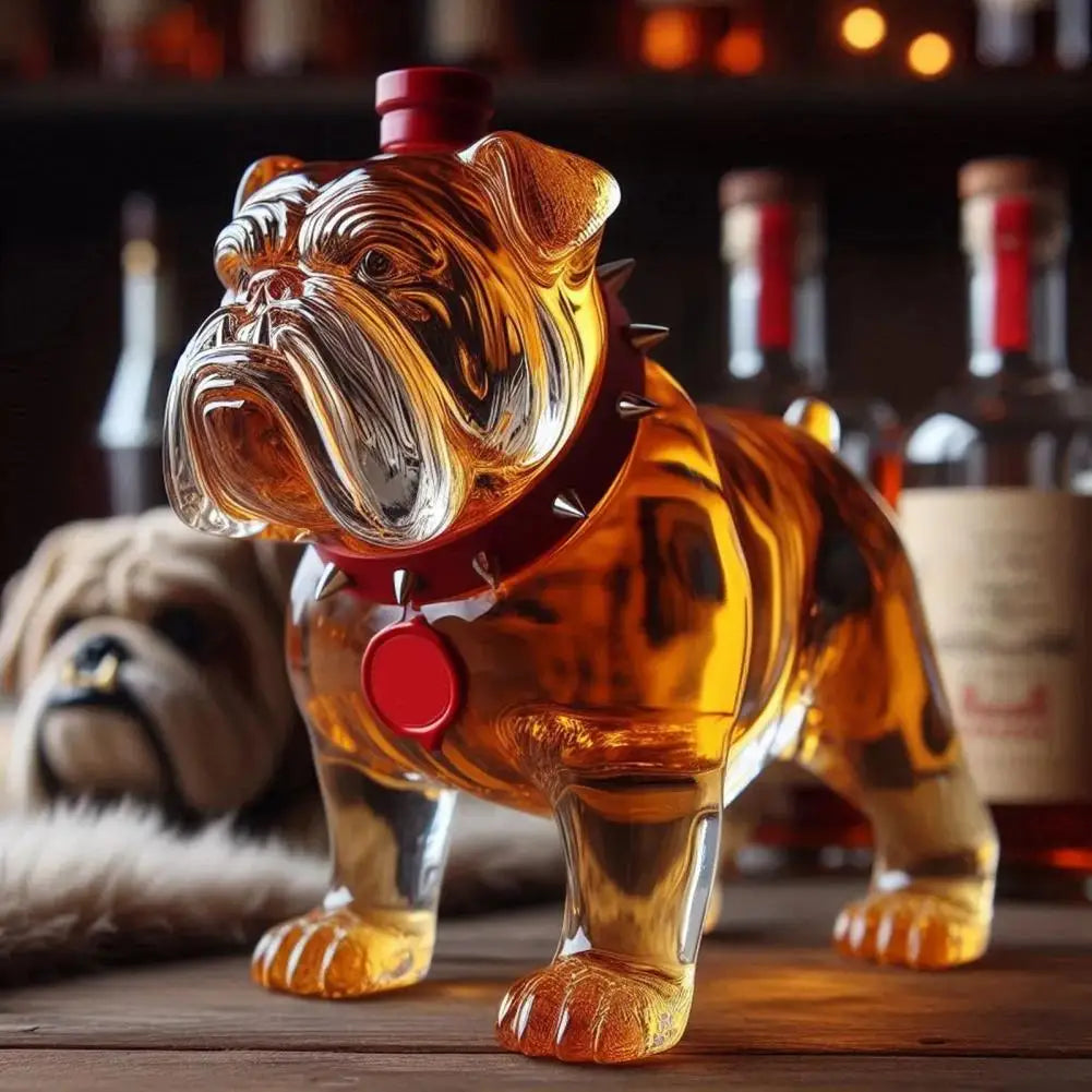 Large Capacity Whiskey Bottle for Parties 300 Ml Whiskey Decanter Bulldog Shape Whiskey Bottle Decanter for Home Bar Accessory