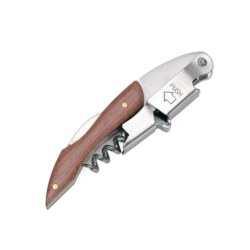 Wood Handle Corkscrew Professional Wine Opener Gift Set Portable Screw Corkscrew Beer Cap Bottle Opener Kitchen Bar Tool