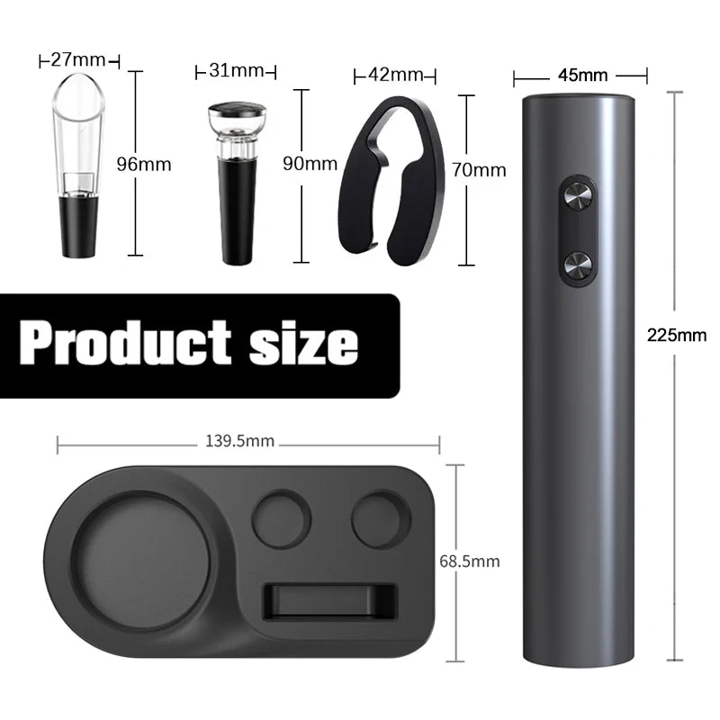 Electric Wine Bottle Opener Set Automatic Corkscrew Kit With Aerator,Foil Cutter Battery Operated Corkscrew for Wine Lovers Gift