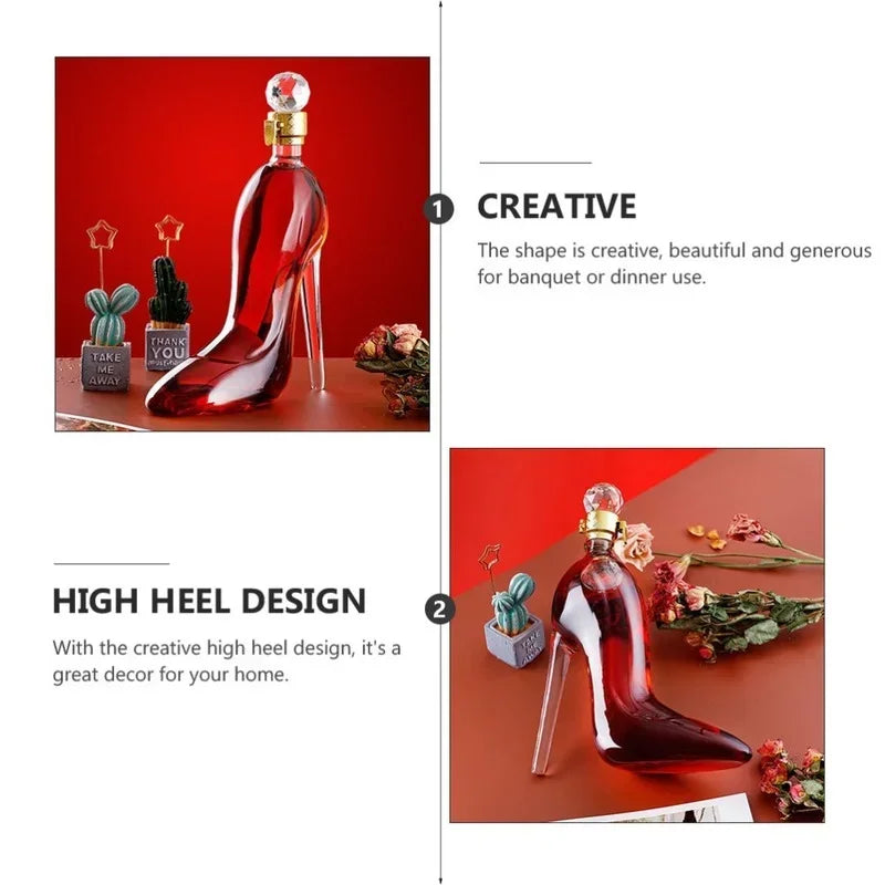 High-heeled Shoes Sobering Device for Household Red Wine Bottles Glass Empty Wine Bottles Craft Wine Bottles