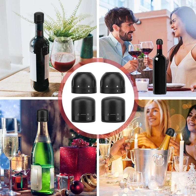 New 2PCS Vacuum Red Wine Bottle Cap Stopper, Silicone Sealed Champagne Bottle Stopper, Vacuum Retain Freshness Wine Plug, Bar Tools
