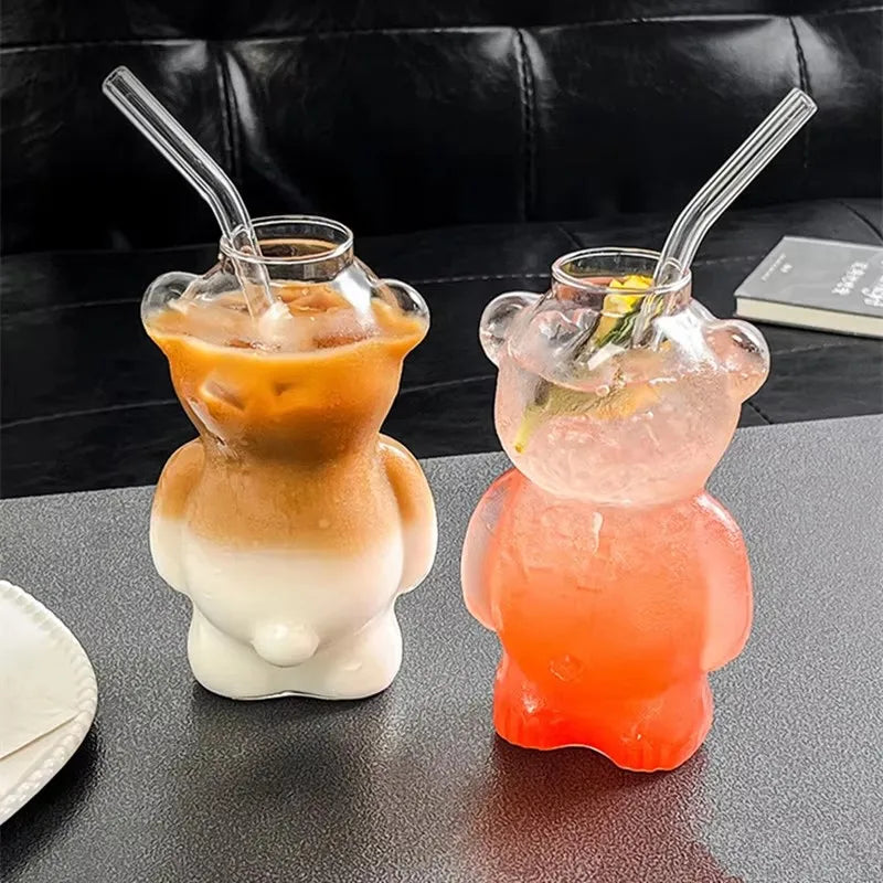 Creative Bear Cocktail Glass Wine Glass Champagne Glasses Drinking Cups for Bar Pub Restaurant Coffee latte Mug