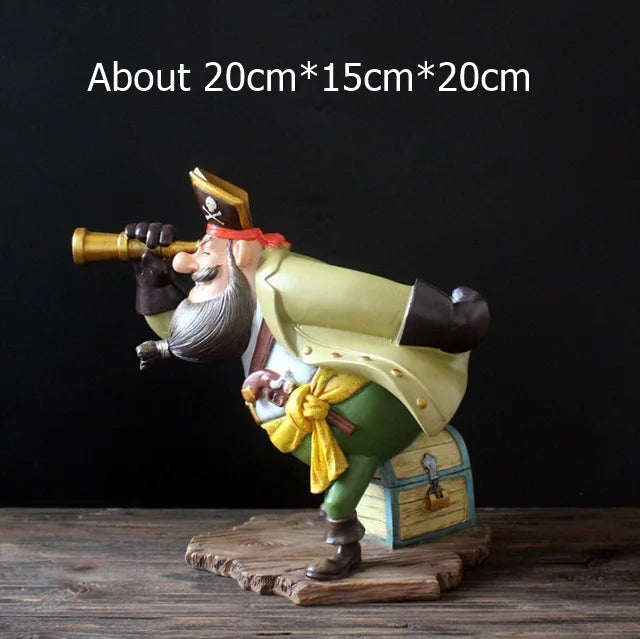 Caribbean Pirate Wine Bottle Holder Handmade Resin Captain Statue Wine Rack Home Barware Craft Ornament Cafe Decor Pub Supplies
