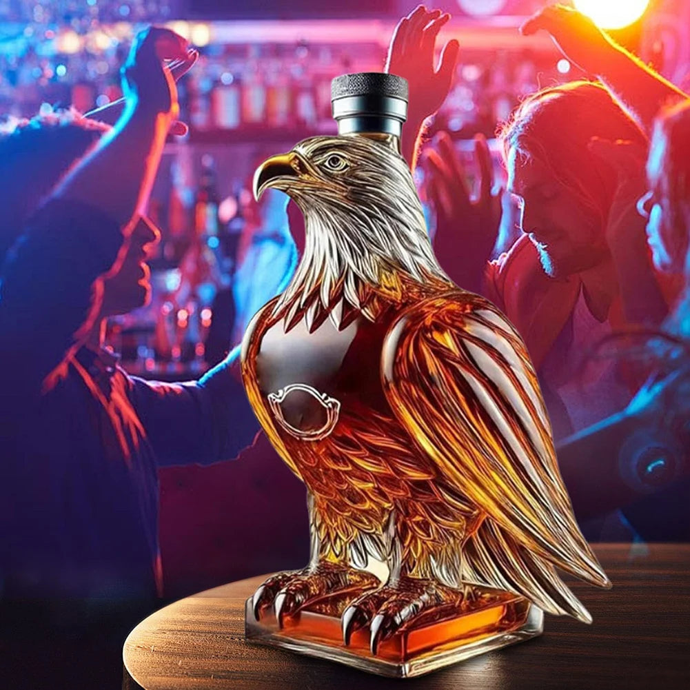 Whiskey Eagle Glass Decanter Funny Whiskey Bottle for Men Dad Husband Perfect Whiskey Decanter Set for Home Bar Decoration