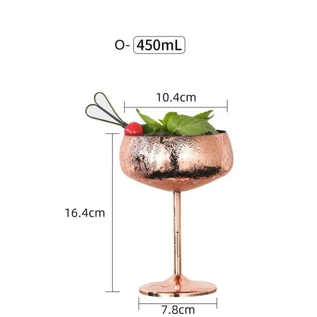 304 Stainless Steel Cocktail Glass, Red Wine Cup, Flute Champagne Cup, Metal Cup, Bar Martini Cup