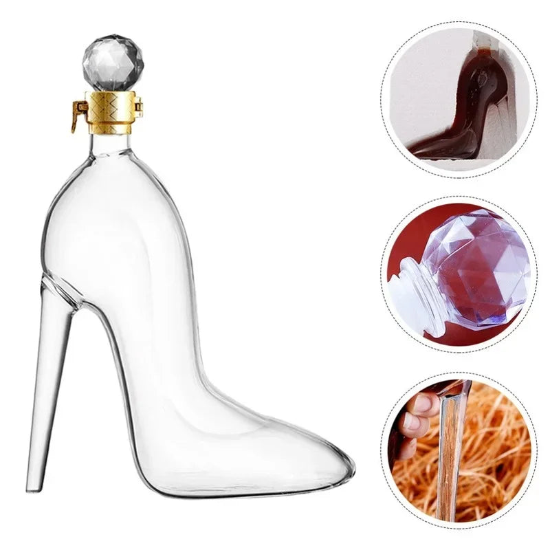 High-heeled Shoes Sobering Device for Household Red Wine Bottles Glass Empty Wine Bottles Craft Wine Bottles