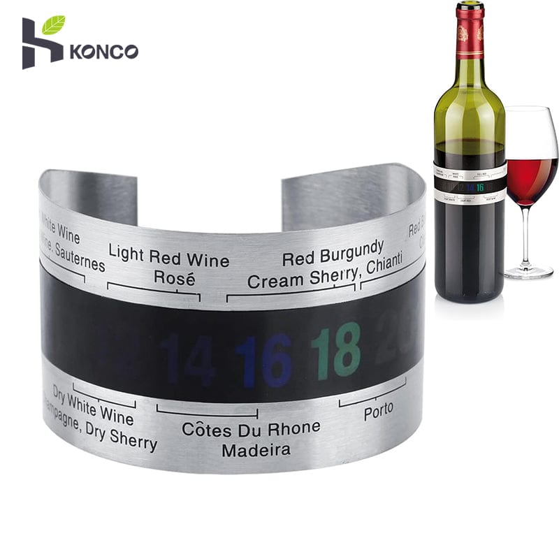 LCD Display Stainless Steel Bottle Wine Thermometer Wine Collar Thermometer Bar Beverage Tool Bottle Snap Thermometer