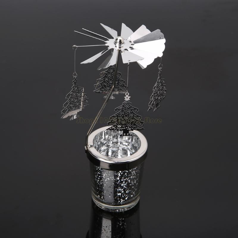 Rotary Holder Spinning Candleholder Metal Tea Light Stand for Romantic Wedding Home Table Decor Holiday Favor
