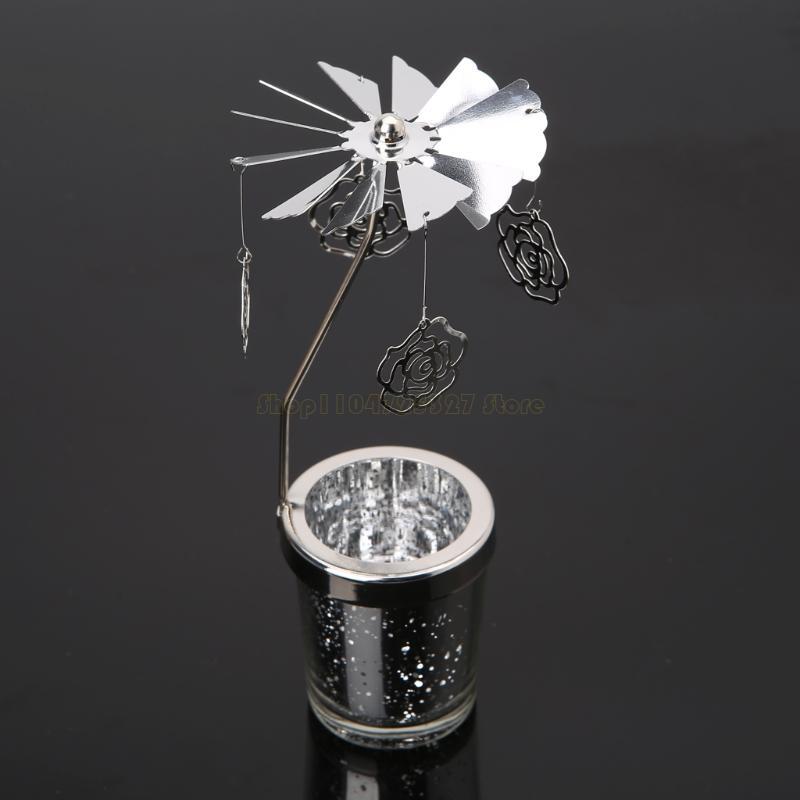 Rotary Holder Spinning Candleholder Metal Tea Light Stand for Romantic Wedding Home Table Decor Holiday Favor
