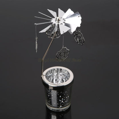 Rotary Holder Spinning Candleholder Metal Tea Light Stand for Romantic Wedding Home Table Decor Holiday Favor