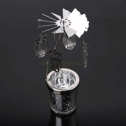 Rotary Holder Spinning Candleholder Metal Tea Light Stand for Romantic Wedding Home Table Decor Holiday Favor