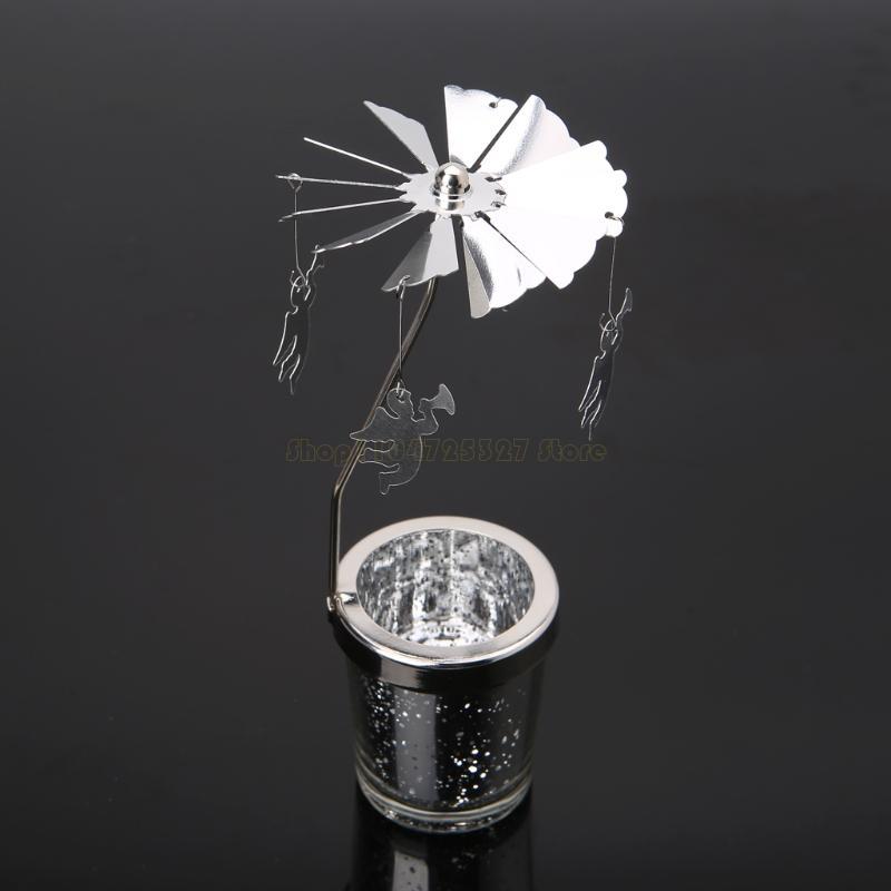 Rotary Holder Spinning Candleholder Metal Tea Light Stand for Romantic Wedding Home Table Decor Holiday Favor