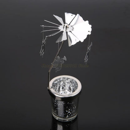 Rotary Holder Spinning Candleholder Metal Tea Light Stand for Romantic Wedding Home Table Decor Holiday Favor