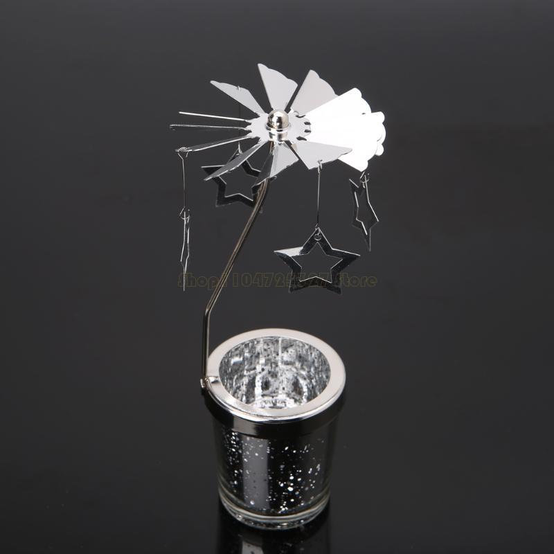 Rotary Holder Spinning Candleholder Metal Tea Light Stand for Romantic Wedding Home Table Decor Holiday Favor