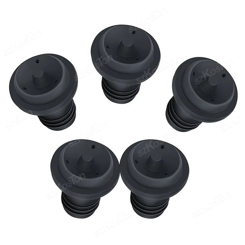 5 rubber stoppers on a white background
