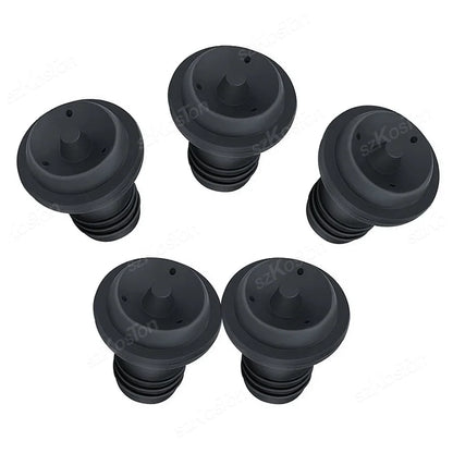 5 rubber stoppers on a white background
