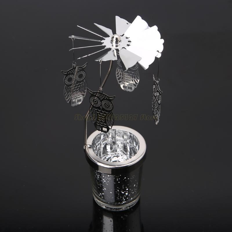 Rotary Holder Spinning Candleholder Metal Tea Light Stand for Romantic Wedding Home Table Decor Holiday Favor