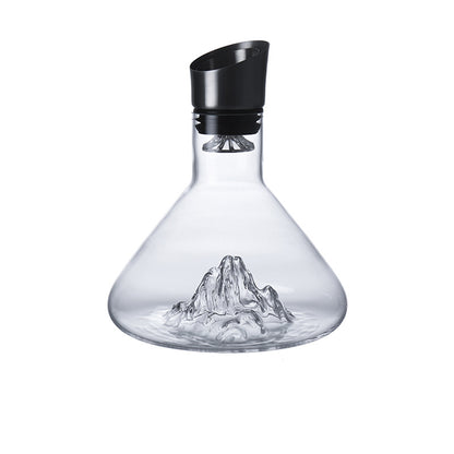 Crystal wine decanter with clear iceberg design isolated on white background
