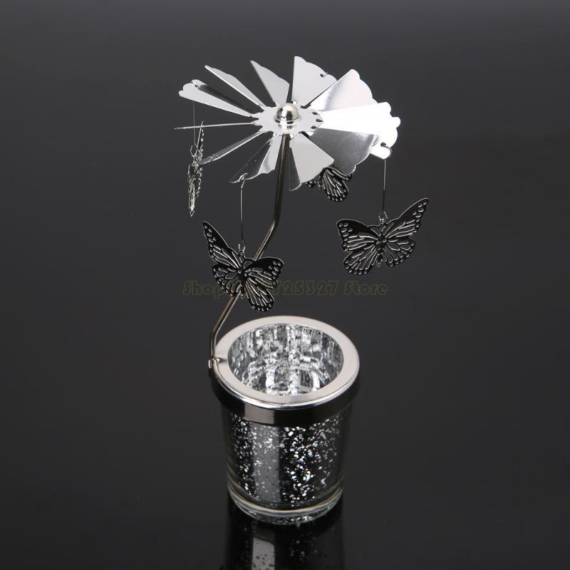 Rotary Holder Spinning Candleholder Metal Tea Light Stand for Romantic Wedding Home Table Decor Holiday Favor