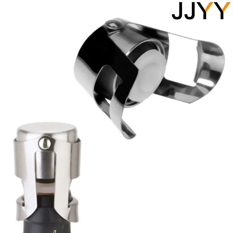 Stainless steel locking clip with black silicone seal for Champagne and sparkling wine bottle stopper
