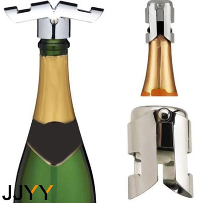 Silver stainless steel Champagne and sparkling wine bottle stopper on a white background