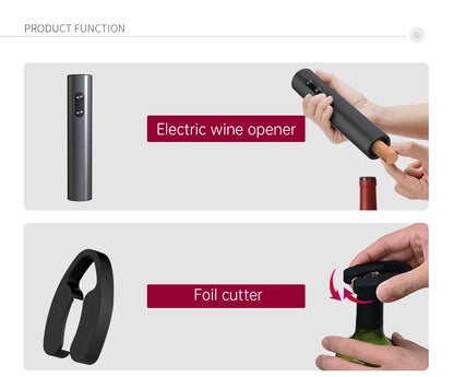 Electric Wine Bottle Opener Set Automatic Corkscrew Kit With Aerator,Foil Cutter Battery Operated Corkscrew for Wine Lovers Gift