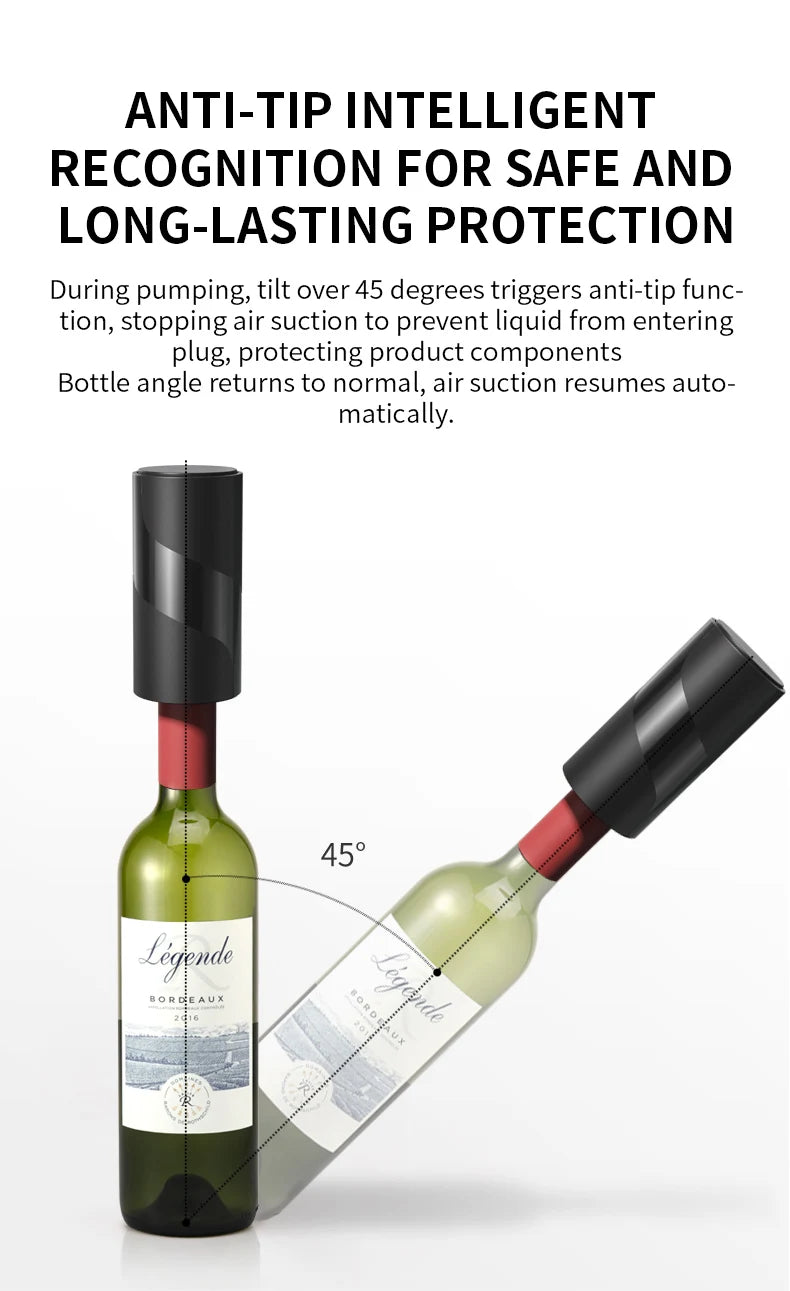 Electric Wine Stopper, Mini Automatic Wine Saver Vacuum Pump for Keepping Wine Fresh, Wine Sealer and Preserver for Wine Bottles