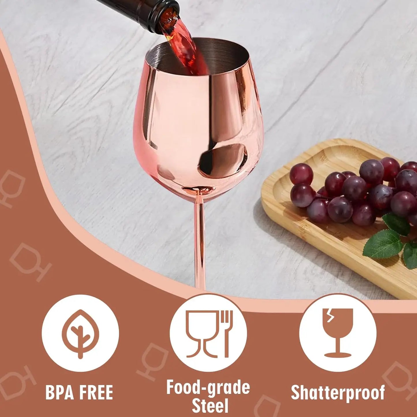 Luxury 304 Stainless Steel Wine Glass – 500ml Stemmed Goblet for Red Wine & Champagne